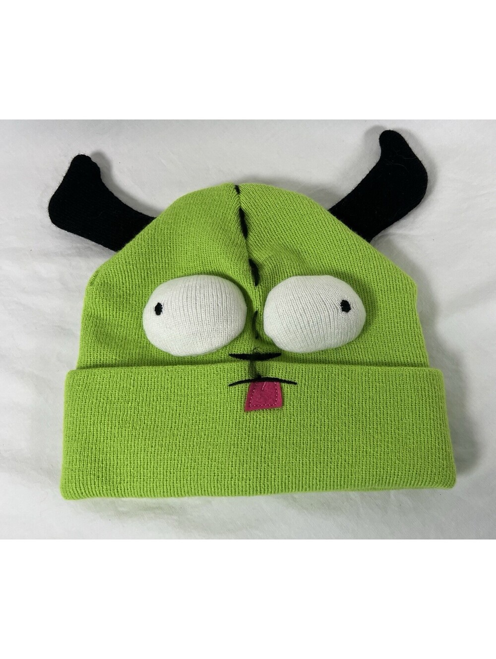 Nickelodeon Invader Zim Gir Green Character Horns Knit Beanie Hat One Size